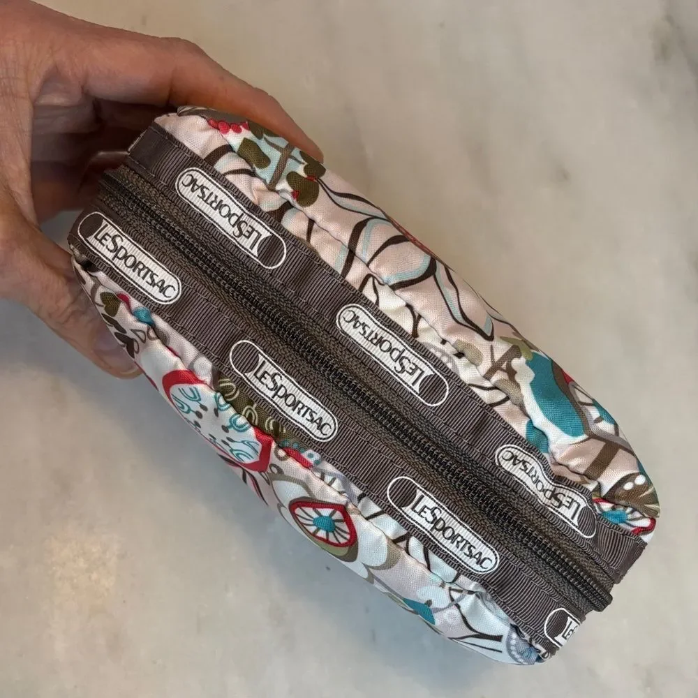 LeSportsac Fantazmic Floral Brown Pouch Cosmetic Bag Travel Organizer Y2K Nylon